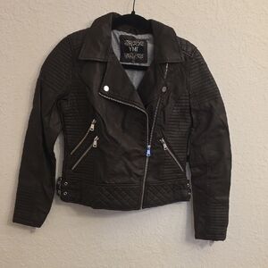 NWT YMI Women's Chocolate Brown Vegan Leather Moto Jacket